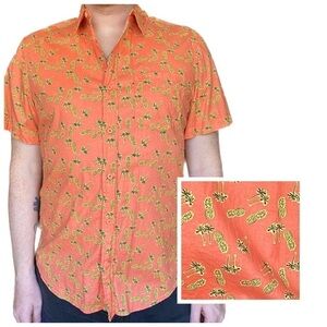 PUBLICOPINION - Medium Short Sleeve Button Up Pineapple Palm Tree